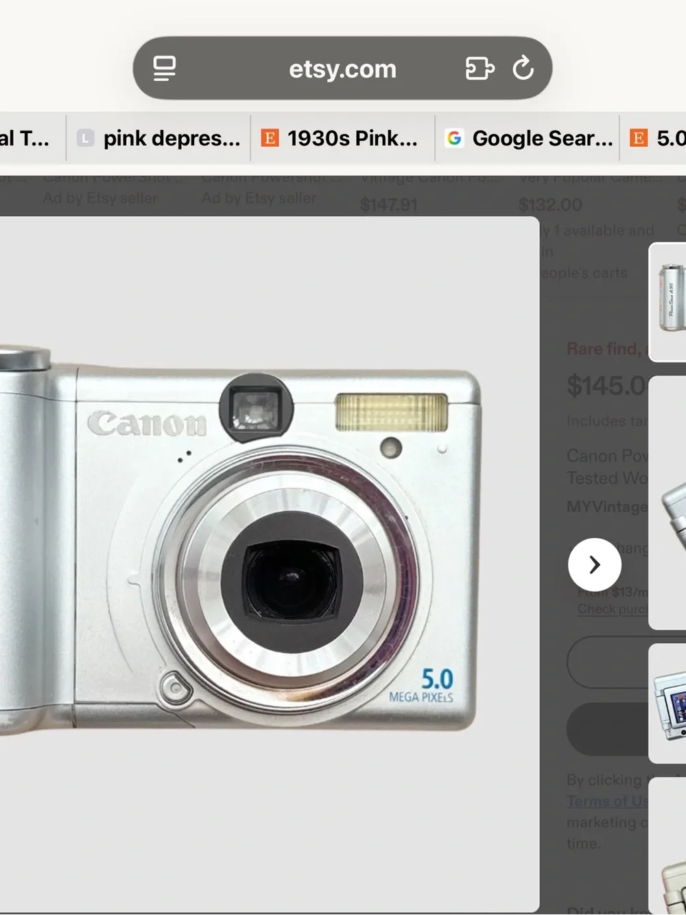 Canon power shot A95 Silver Compact Digital Camera with 5.0 Megapixels